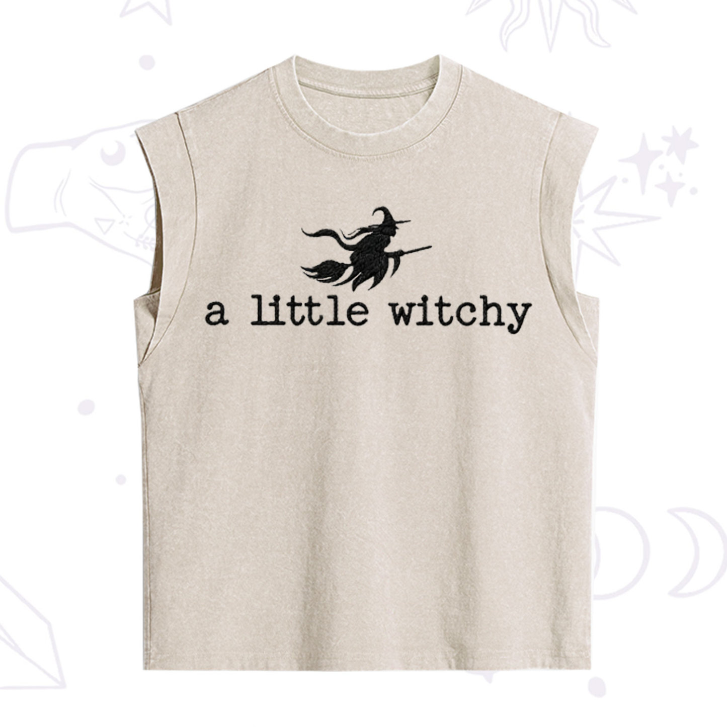 ]Purplehecate A Little Witchy Halloween Embroidered Vintage Washed Tank