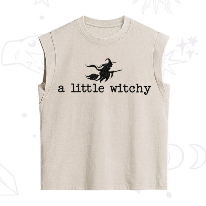 ]Purplehecate A Little Witchy Halloween Embroidered Vintage Washed Tank