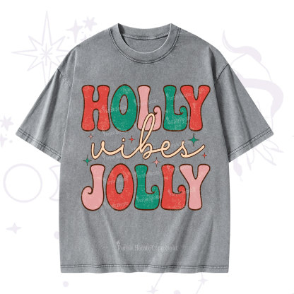 Purplehecate Have A Holly Jolly Christmas Washed T-Shirt