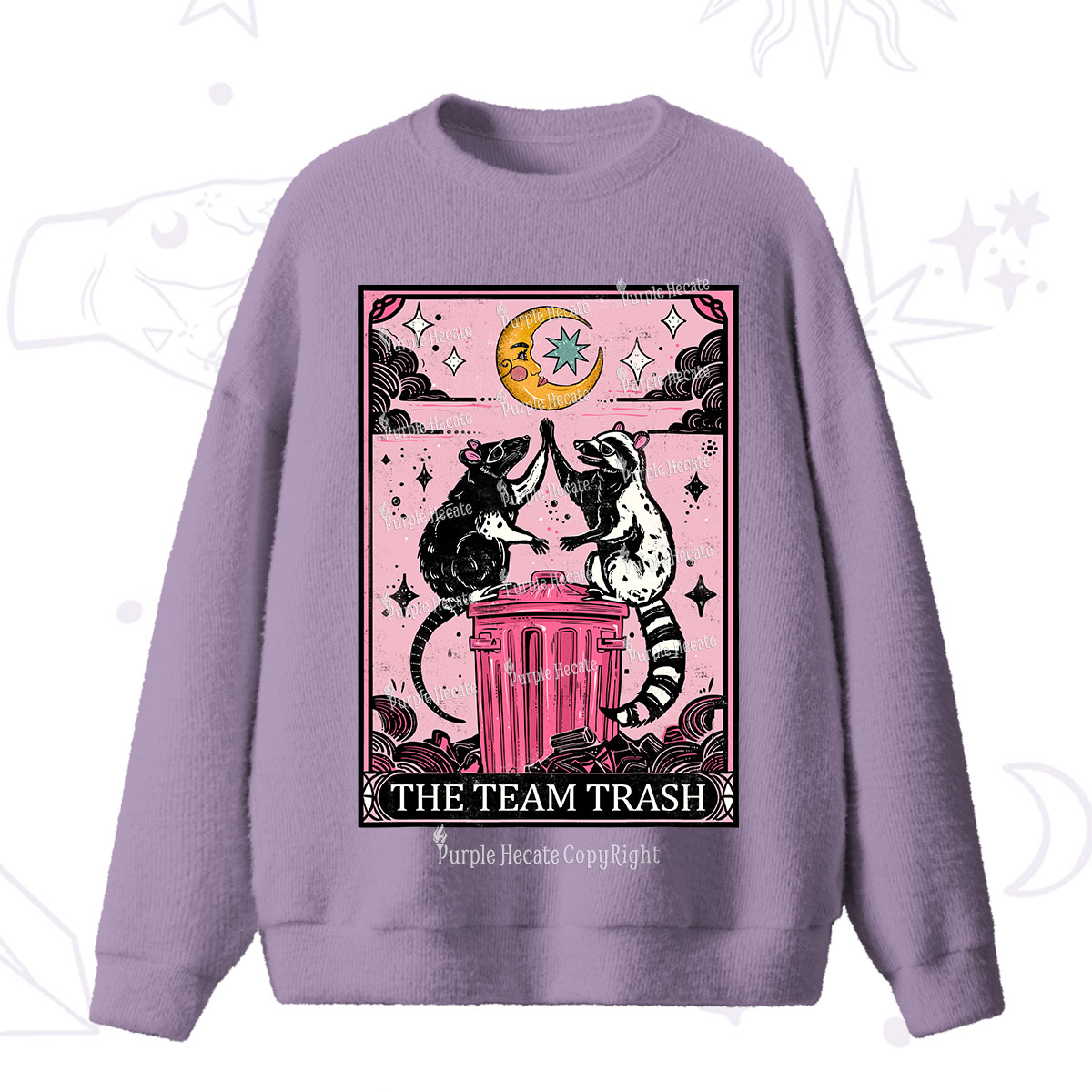 Purplehecate The Team Trash Opossum Tarot Fuzzy Ugly Sweater