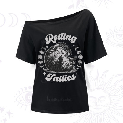 Purplehecate Funny Rolling Fatties One Shoulder T-Shirt
