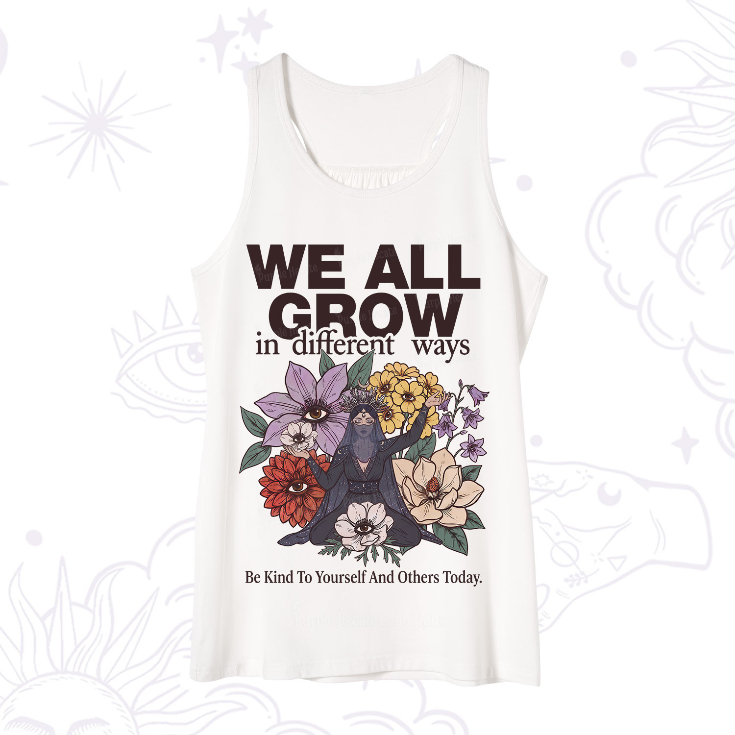 Purplehecate We All Grow Different Ways Floral Tank