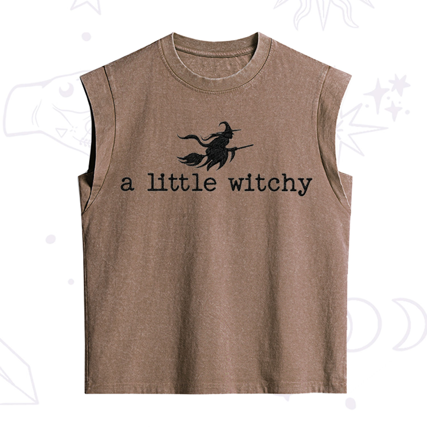 ]Purplehecate A Little Witchy Halloween Embroidered Vintage Washed Tank
