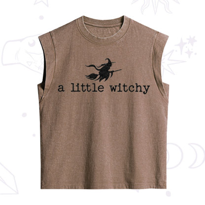 ]Purplehecate A Little Witchy Halloween Embroidered Vintage Washed Tank
