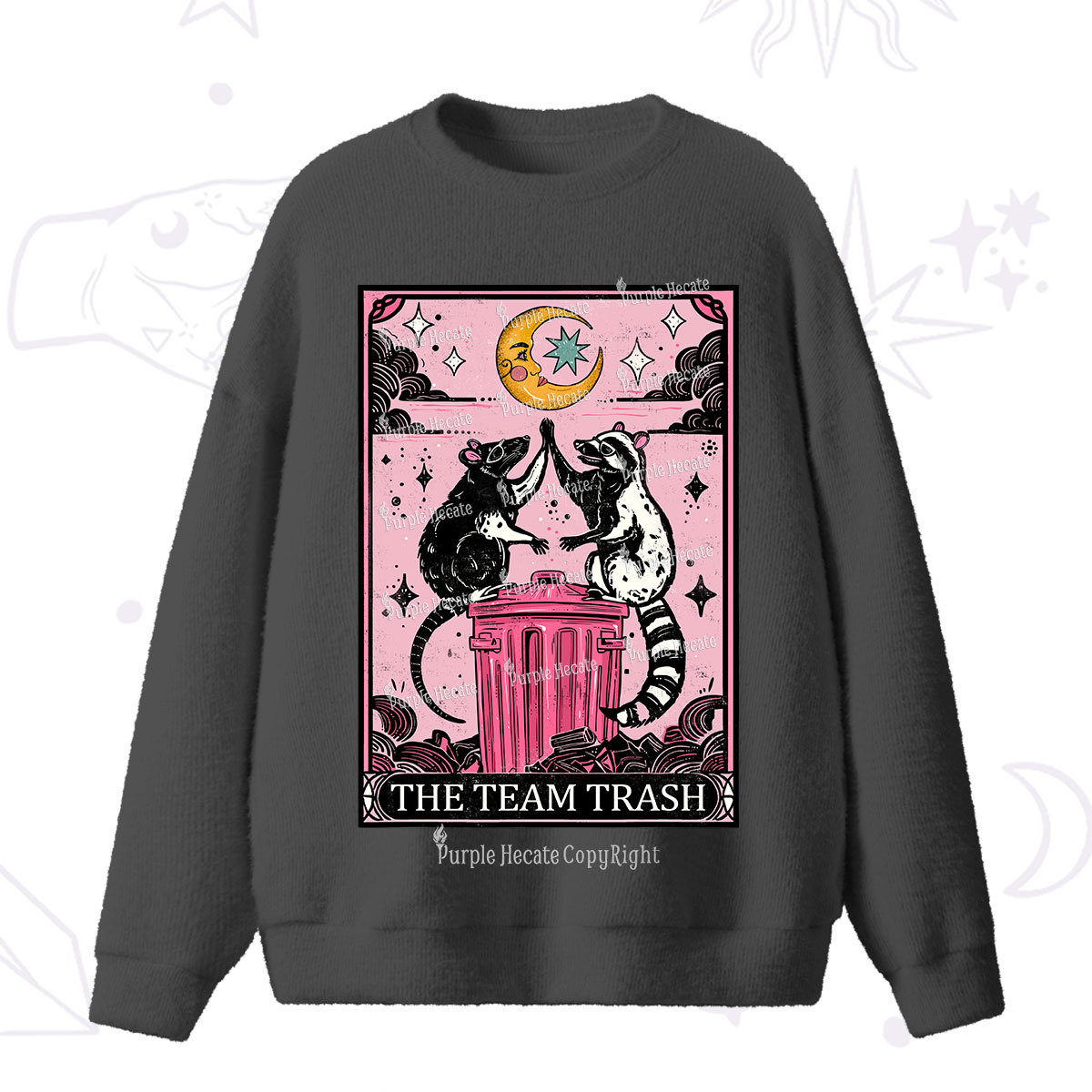 Purplehecate The Team Trash Opossum Tarot Fuzzy Ugly Sweater