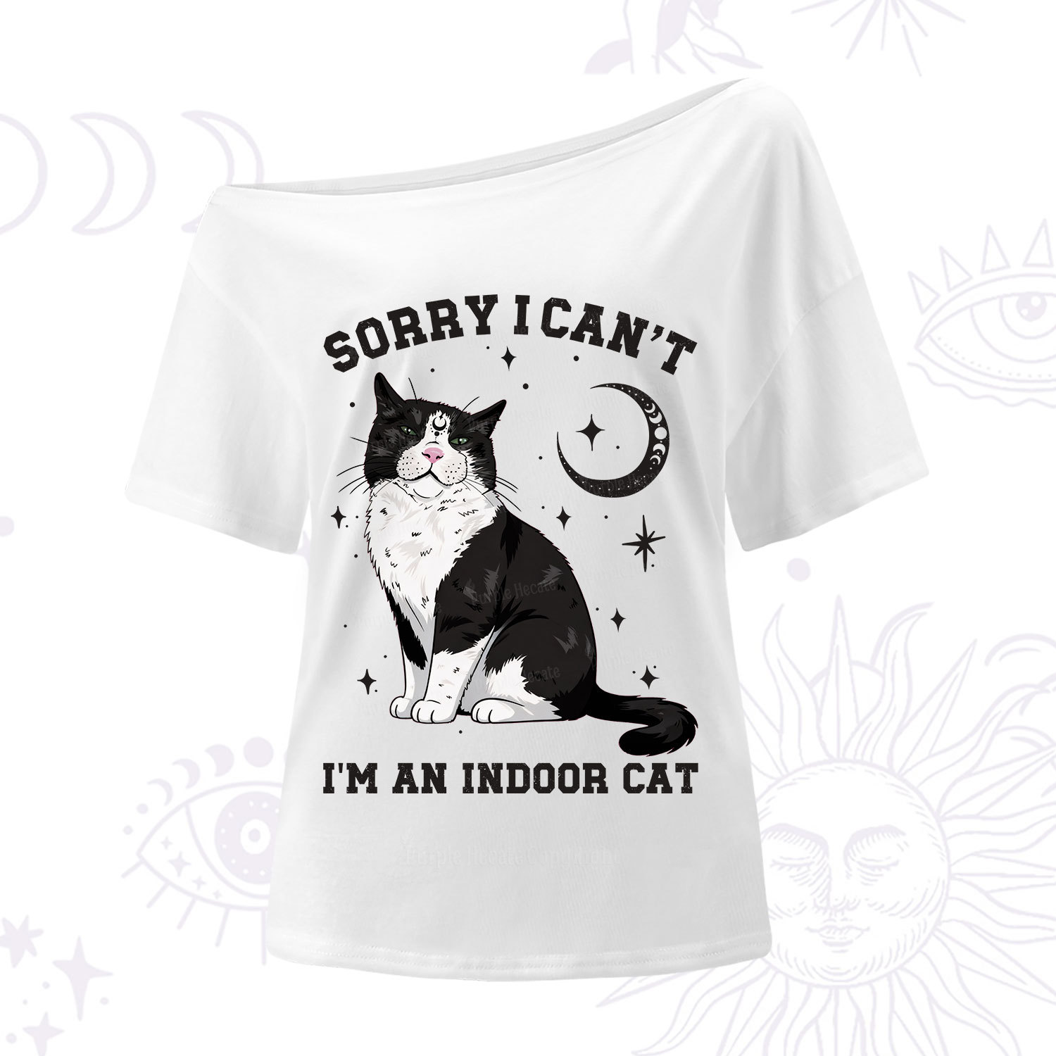 Purplehecate Sorry I Can't Go I'm an Indoor Cat One Shoulder T-Shirt