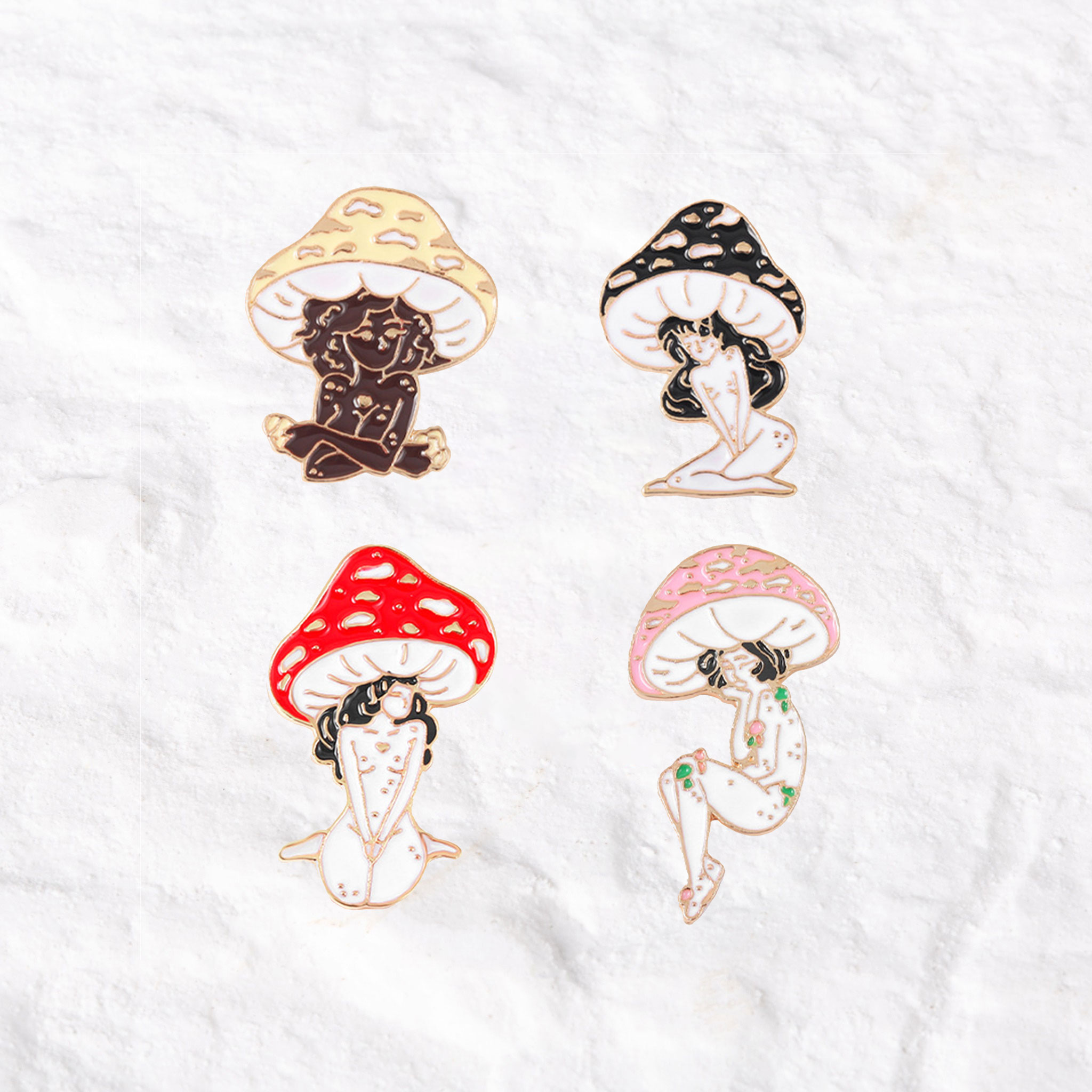 Purplehecate Black Mushroom Girl Pin