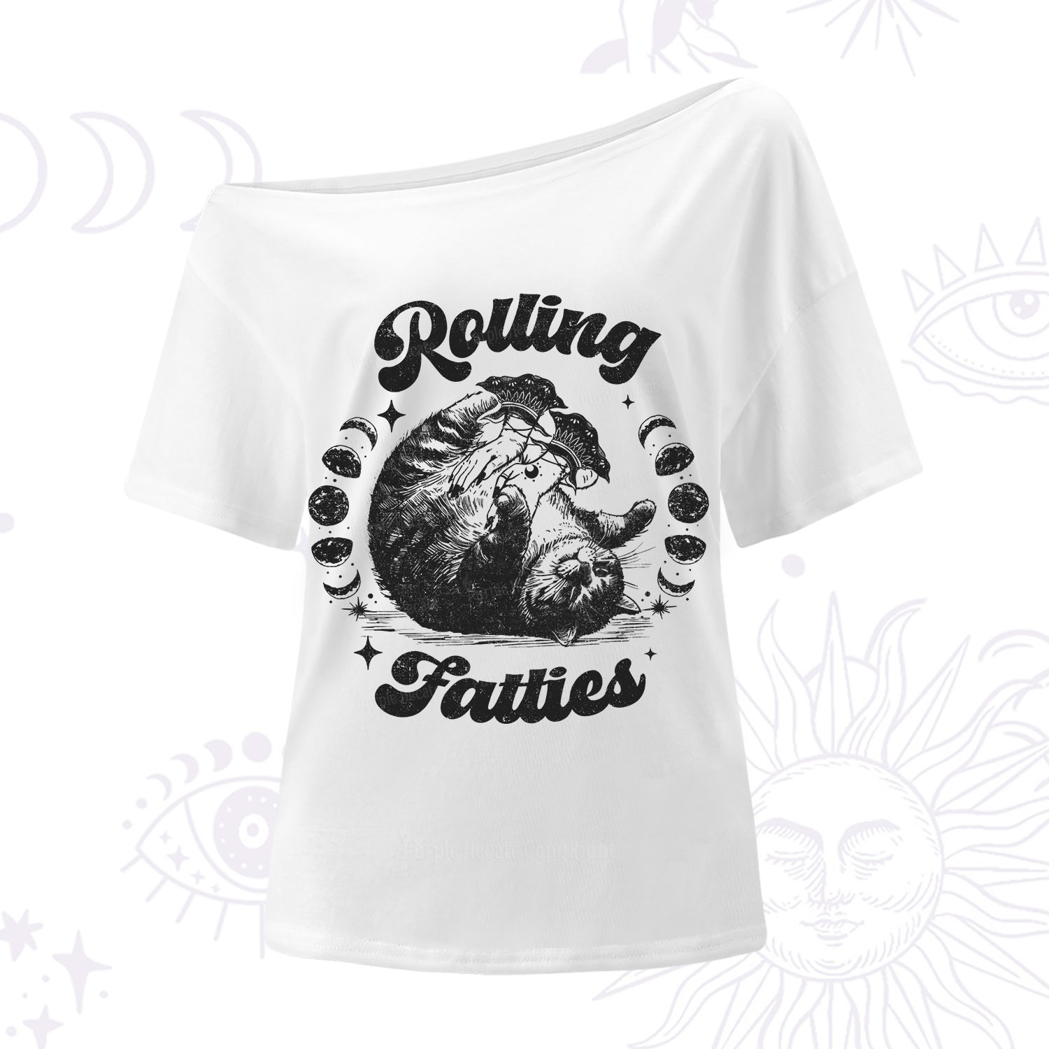 Purplehecate Funny Rolling Fatties One Shoulder T-Shirt
