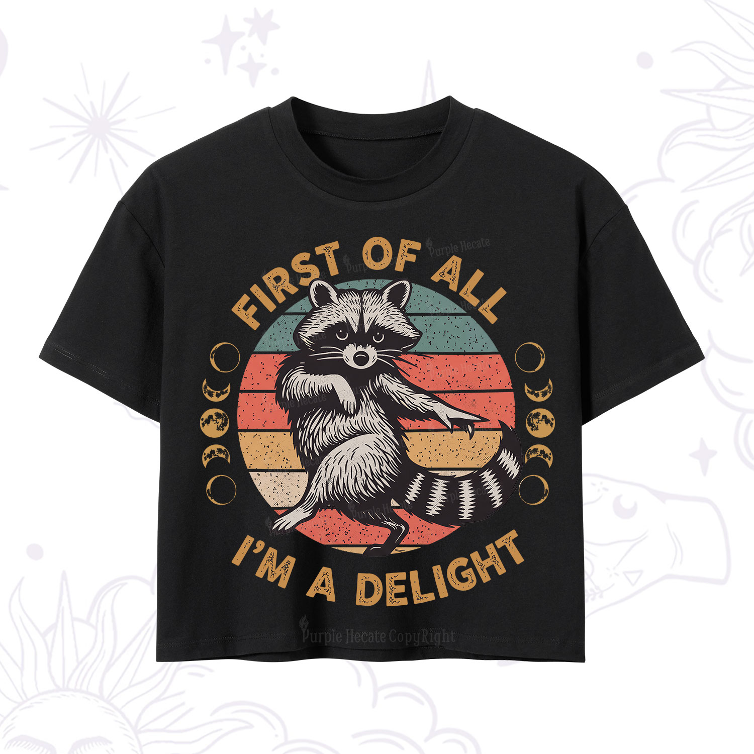 Purplehecate First of All I'm A Delight Raccoon Crop T-Shirt