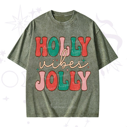 Purplehecate Have A Holly Jolly Christmas Washed T-Shirt
