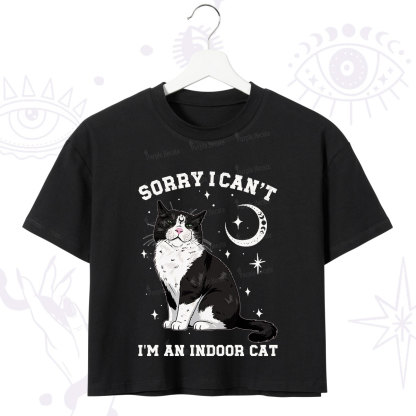 Purplehecate Sorry I Can't Go I'm an Indoor Cat Crop T-Shirt