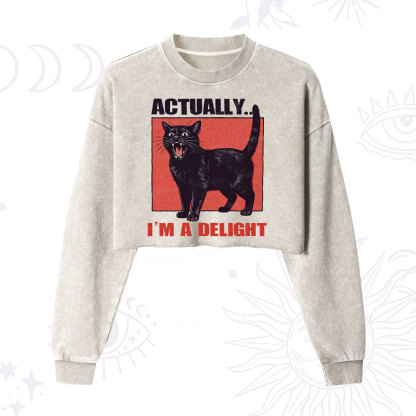 Purplehecate Actually Im a Delight Cropped Washed Sweatshirt