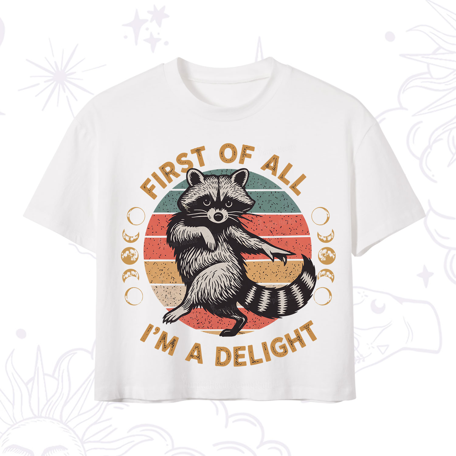 Purplehecate First of All I'm A Delight Raccoon Crop T-Shirt