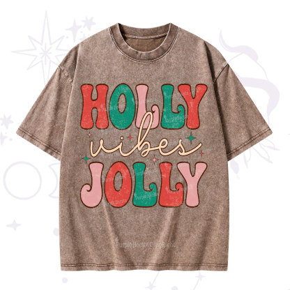 Purplehecate Have A Holly Jolly Christmas Washed T-Shirt