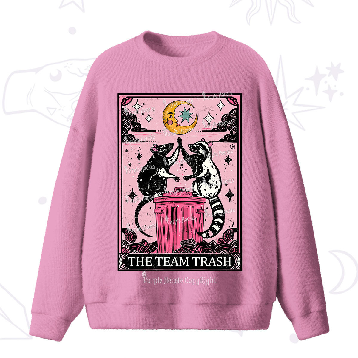 Purplehecate The Team Trash Opossum Tarot Fuzzy Ugly Sweater