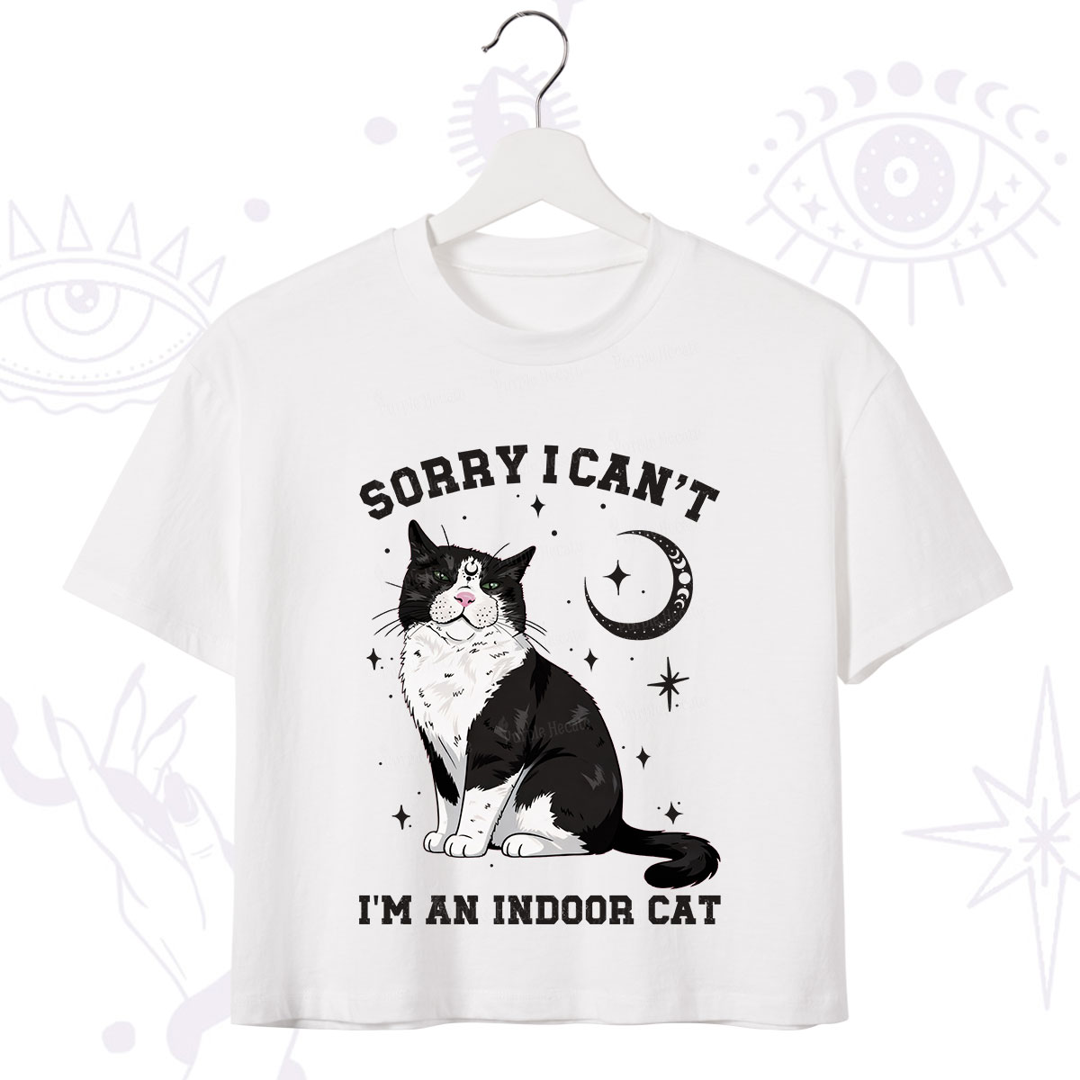 Purplehecate Sorry I Can't Go I'm an Indoor Cat Crop T-Shirt