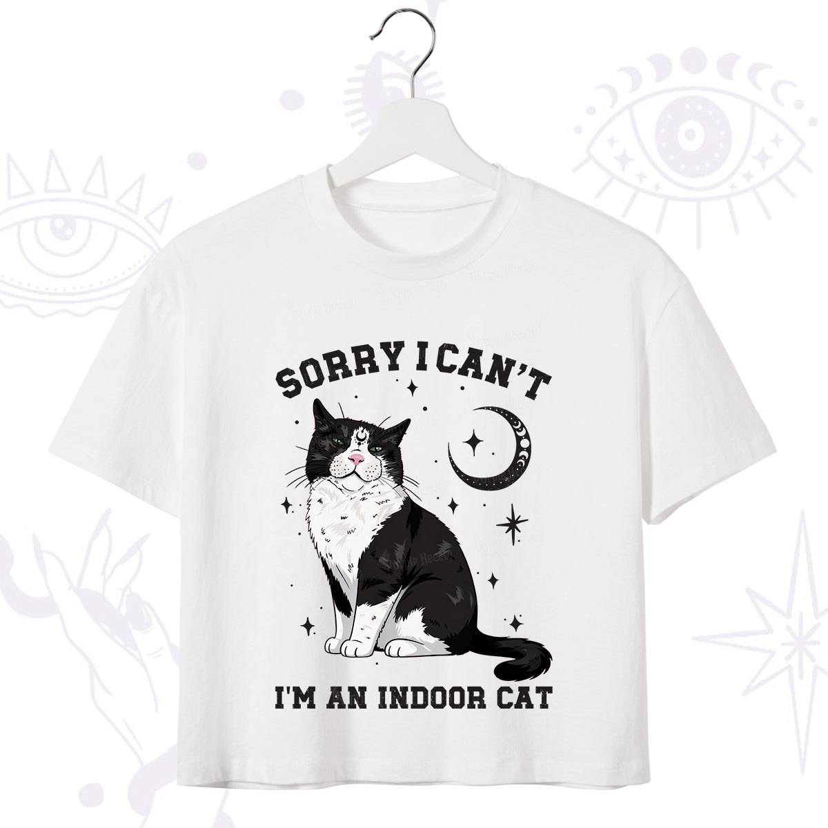 Purplehecate Sorry I Can't Go I'm an Indoor Cat Crop T-Shirt