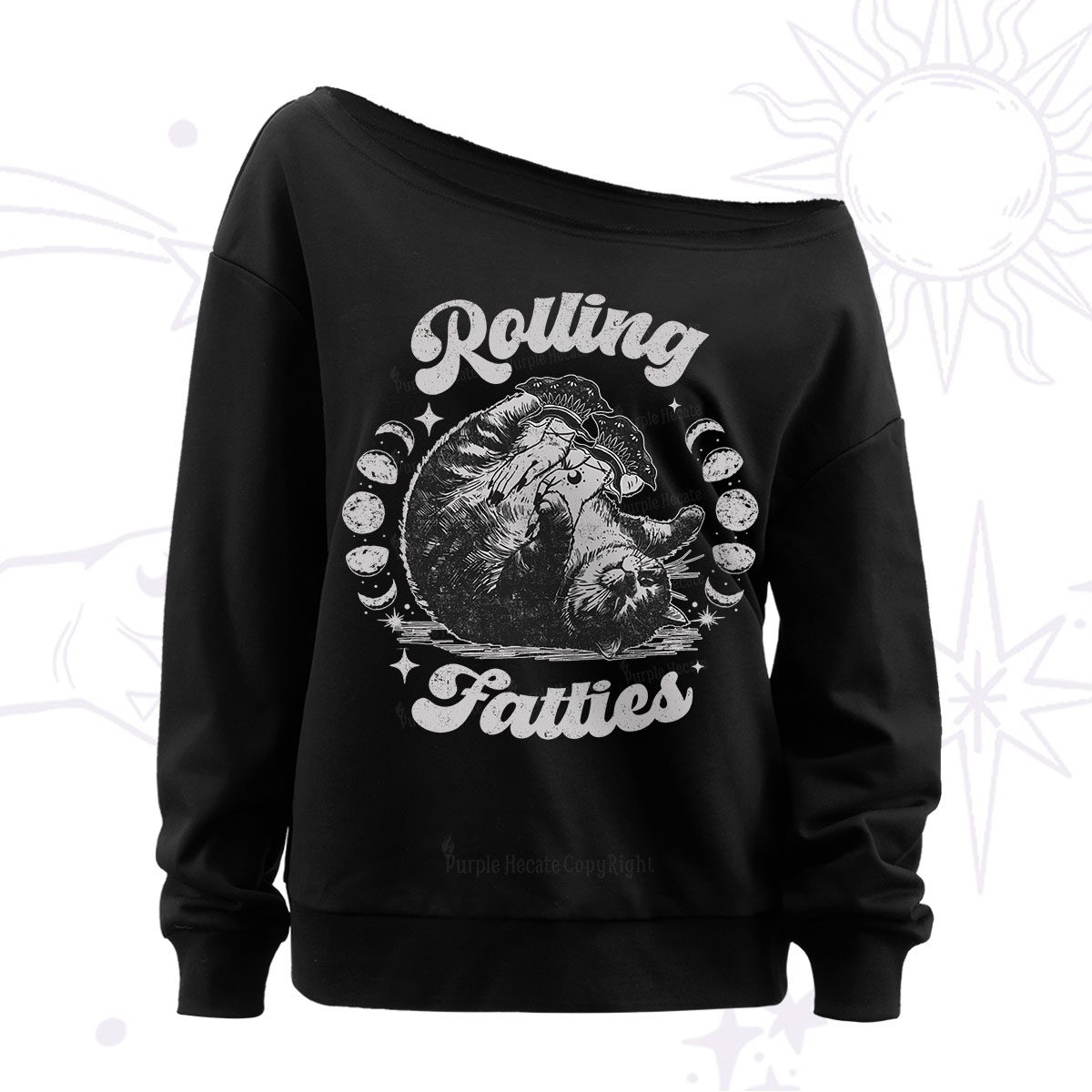 Purplehecate Funny Rolling Fatties Off The Shoulder Sweatshirt