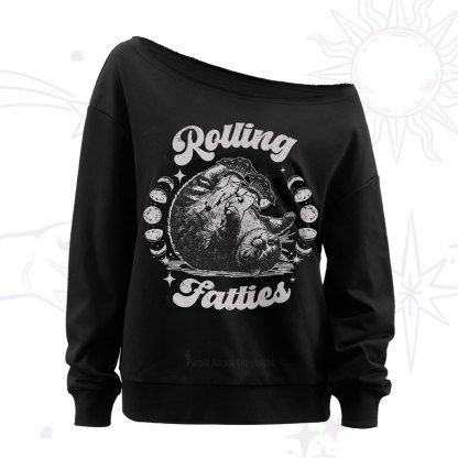 Purplehecate Funny Rolling Fatties Off The Shoulder Sweatshirt