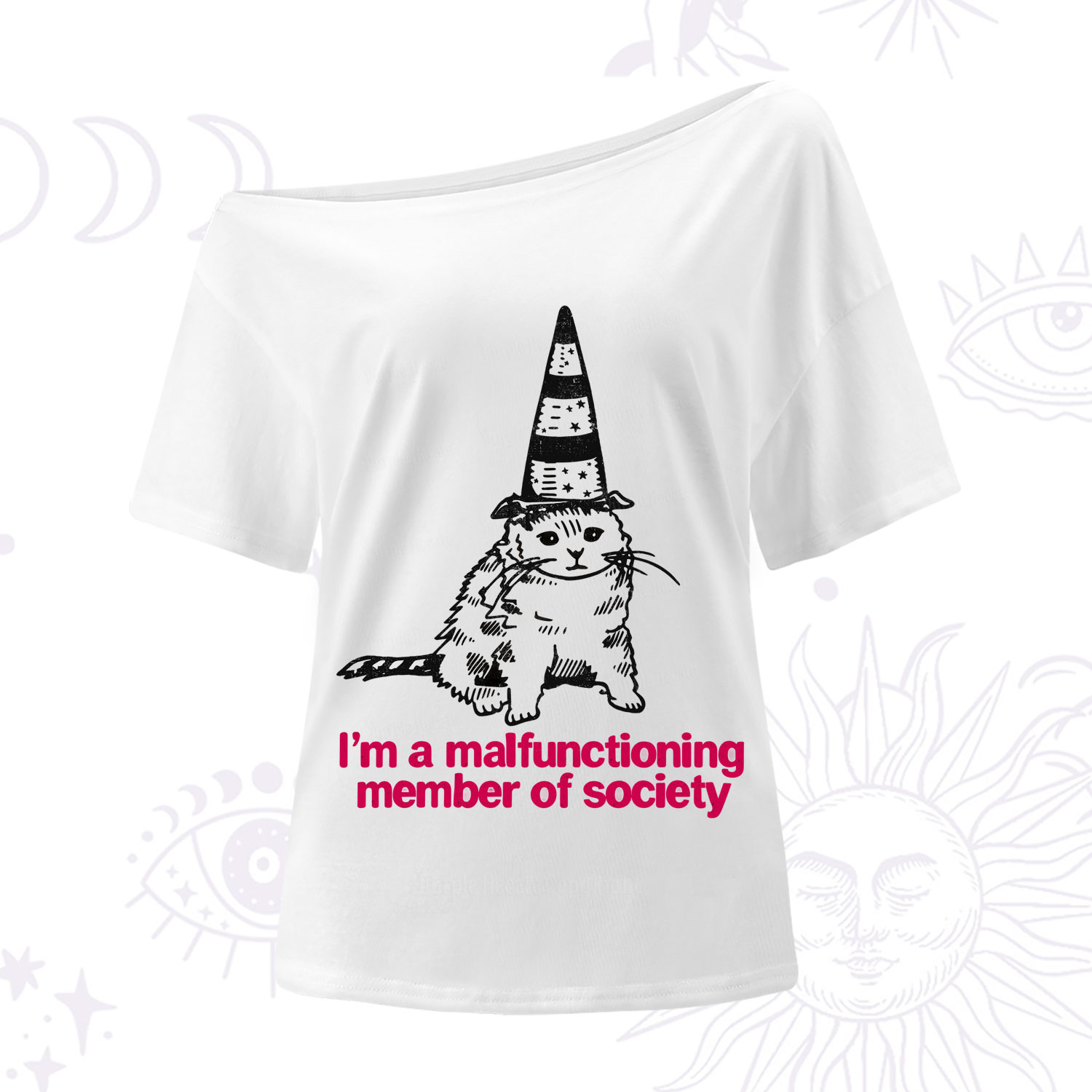 Purplehecate Social Anxiety Cat One Shoulder T-Shirt