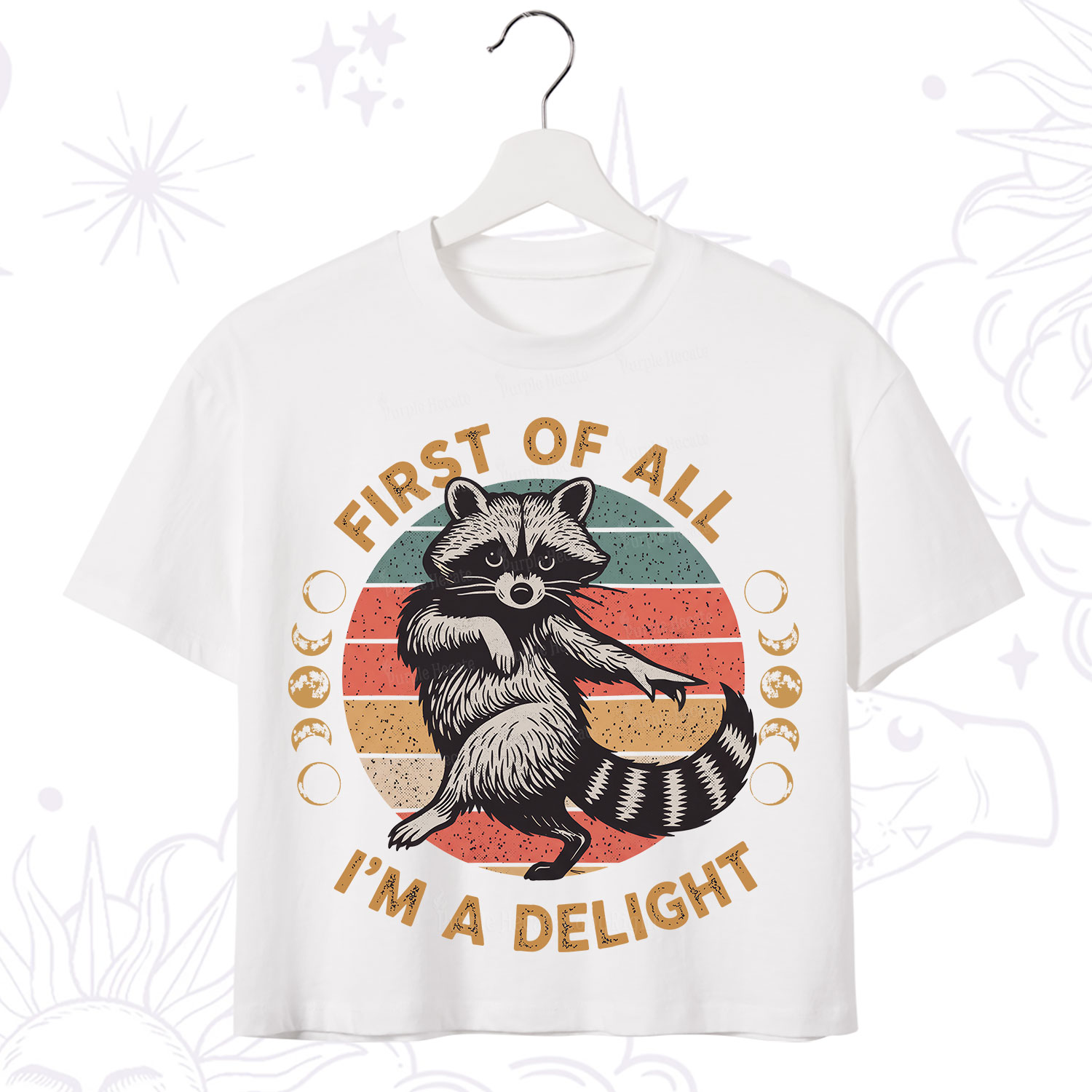 Purplehecate First of All I'm A Delight Raccoon Crop T-Shirt