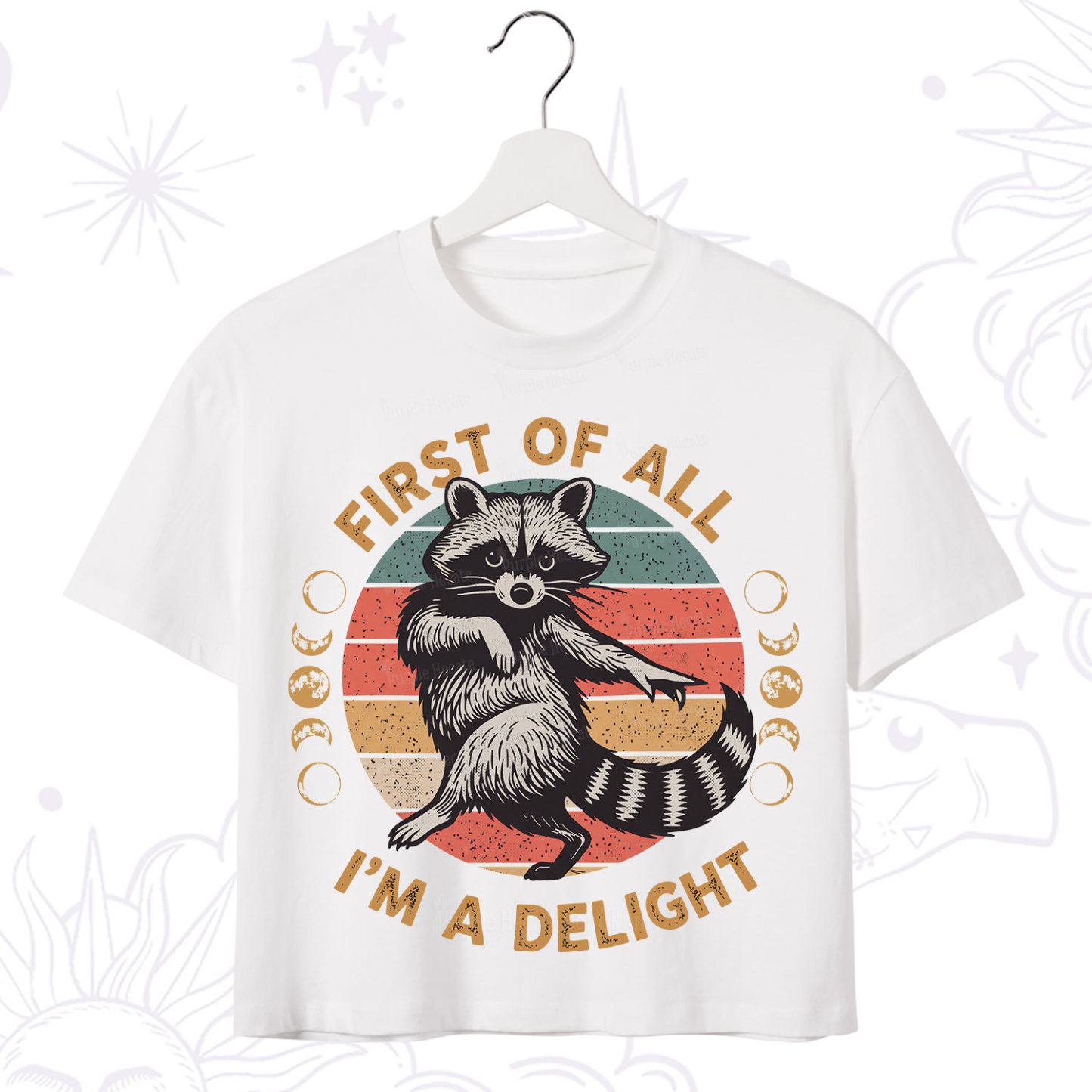 Purplehecate First of All I'm A Delight Raccoon Crop T-Shirt