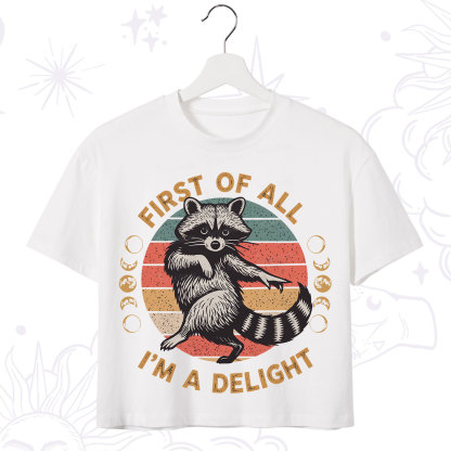 Purplehecate First of All I'm A Delight Raccoon Crop T-Shirt