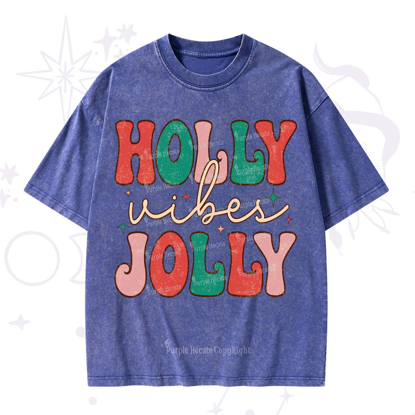 Purplehecate Have A Holly Jolly Christmas Washed T-Shirt