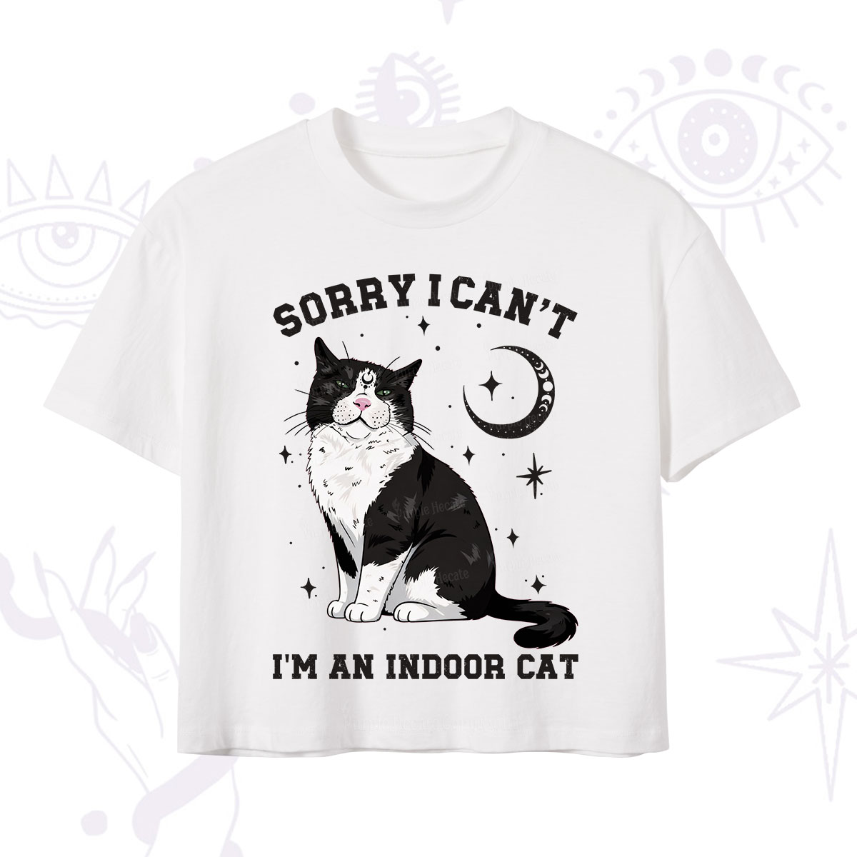 Purplehecate Sorry I Can't Go I'm an Indoor Cat Crop T-Shirt