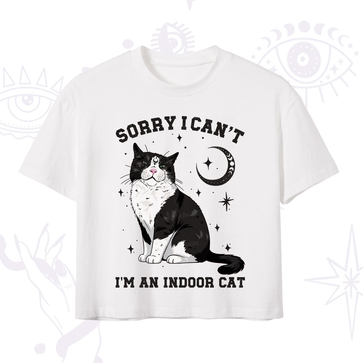 Purplehecate Sorry I Can't Go I'm an Indoor Cat Crop T-Shirt