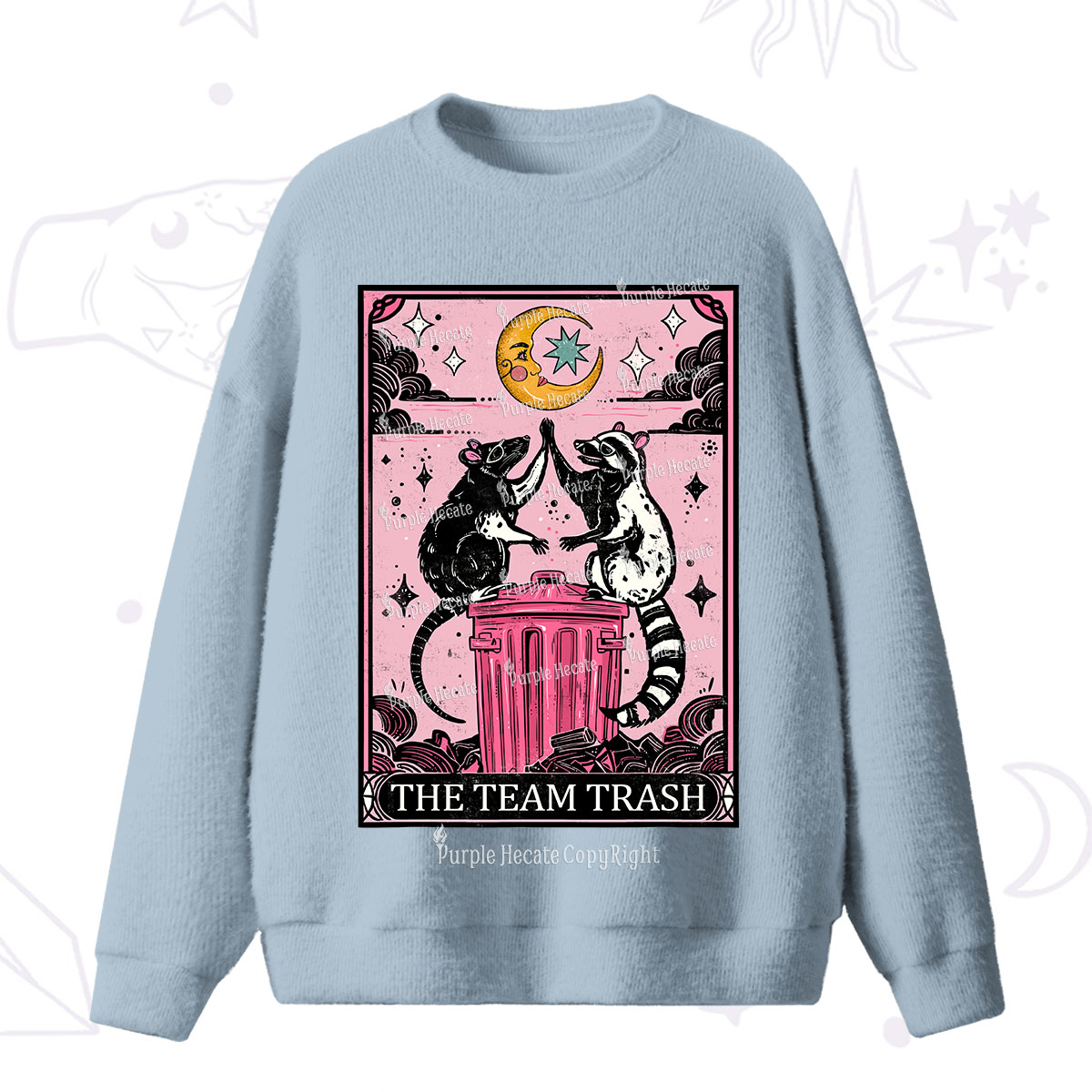 Purplehecate The Team Trash Opossum Tarot Fuzzy Ugly Sweater