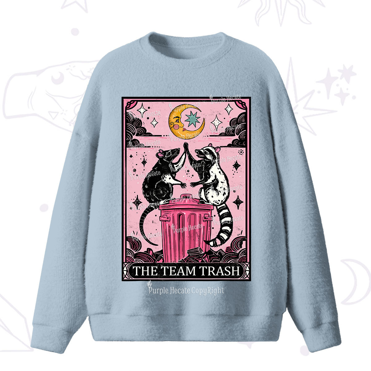Purplehecate The Team Trash Opossum Tarot Fuzzy Ugly Sweater
