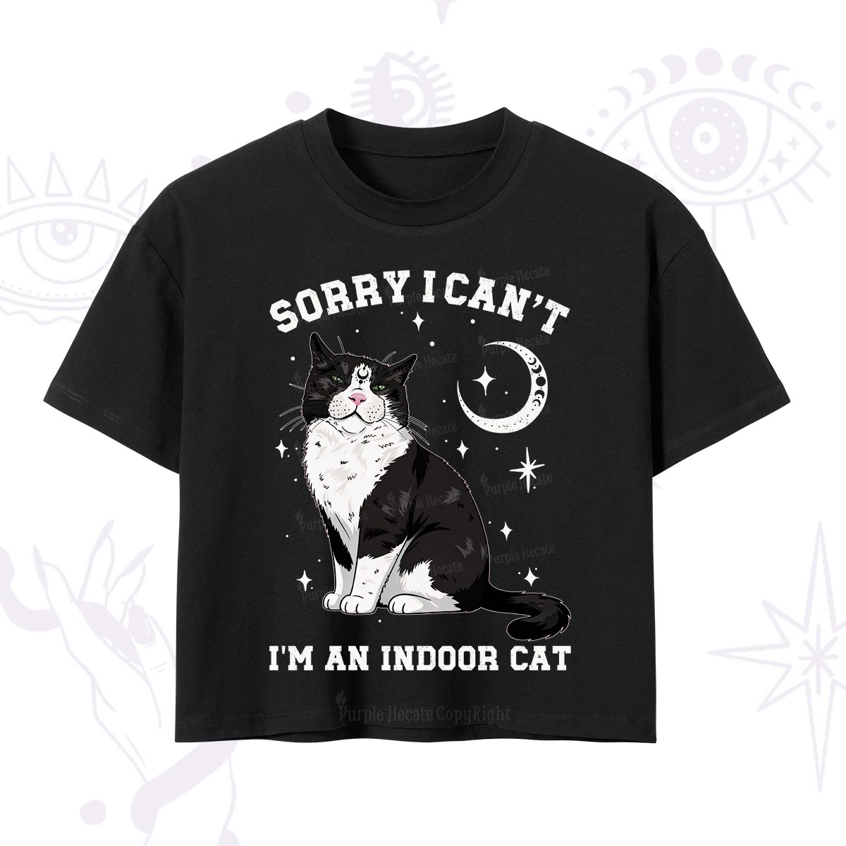 Purplehecate Sorry I Can't Go I'm an Indoor Cat Crop T-Shirt