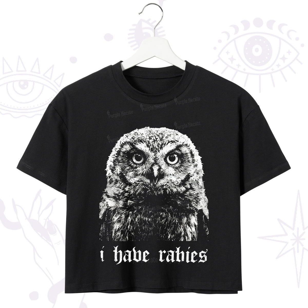 Purplehecate I Have Rabies Owl Crop T-Shirt