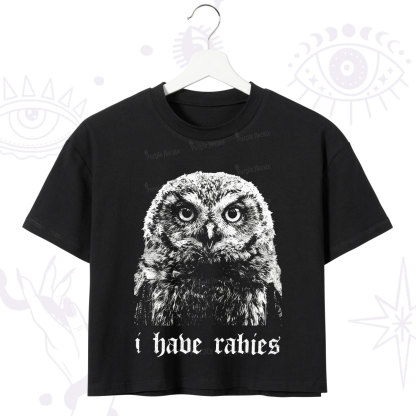 Purplehecate I Have Rabies Owl Crop T-Shirt