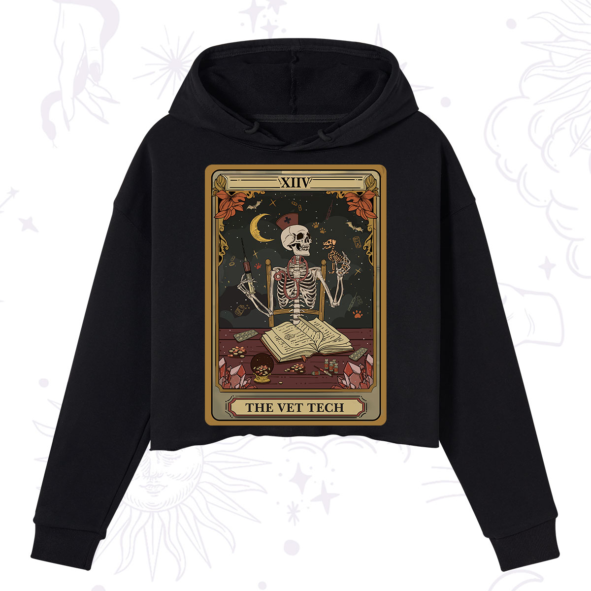 Purplehecate The Vet Tech Skeleton Tarot Crop Hoodie