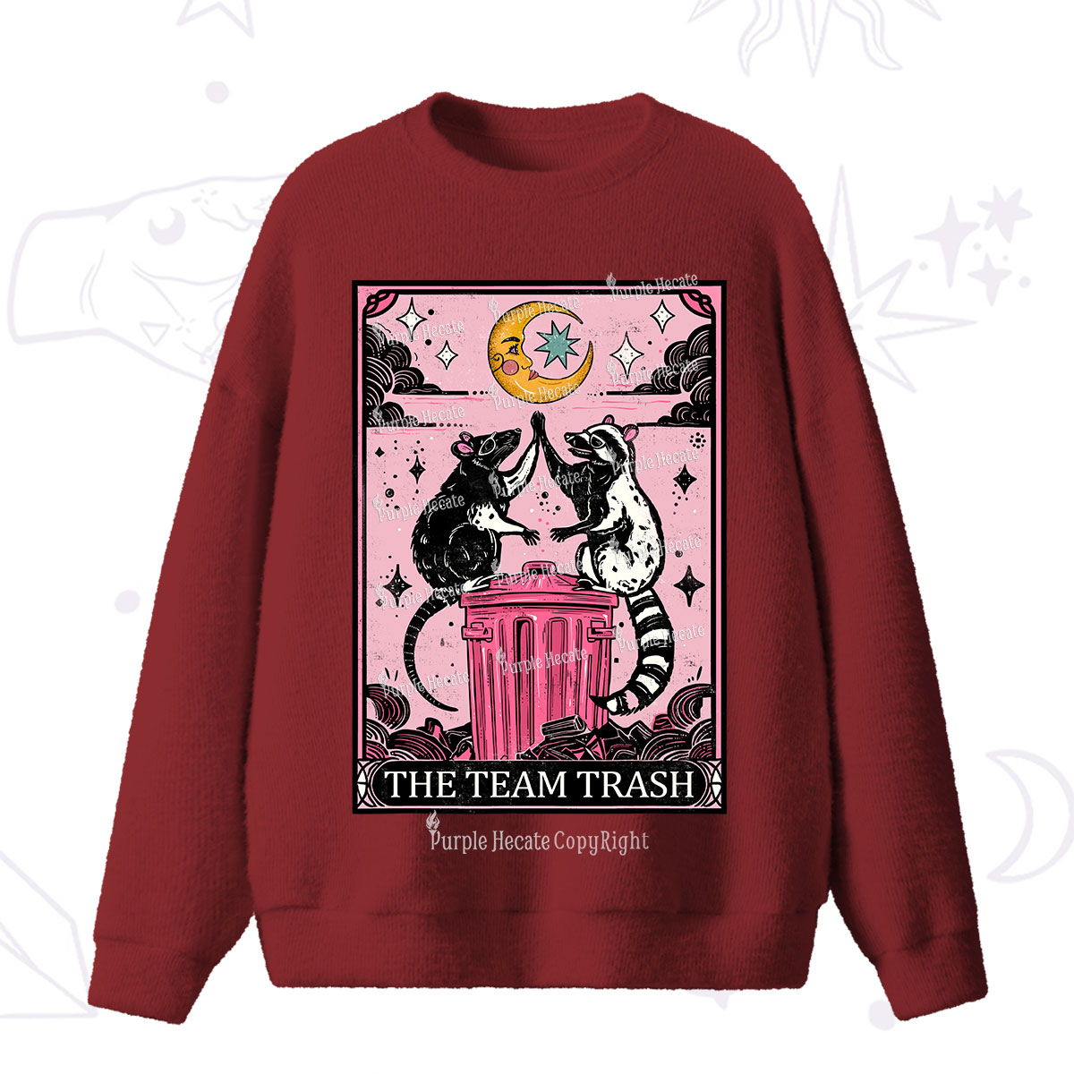 Purplehecate The Team Trash Opossum Tarot Fuzzy Ugly Sweater