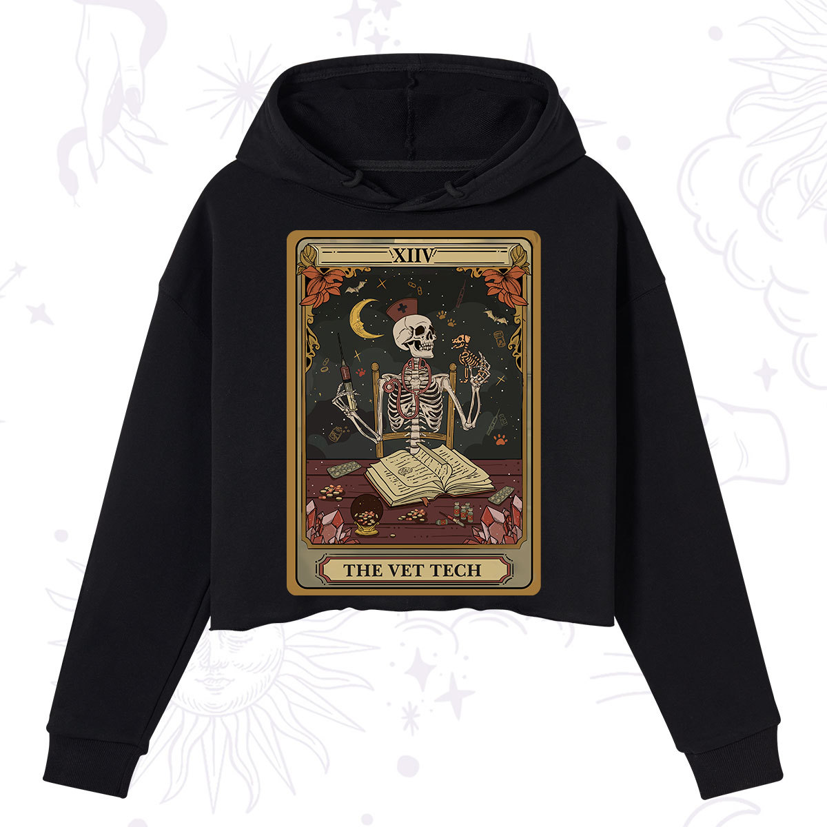Purplehecate The Vet Tech Skeleton Tarot Crop Hoodie