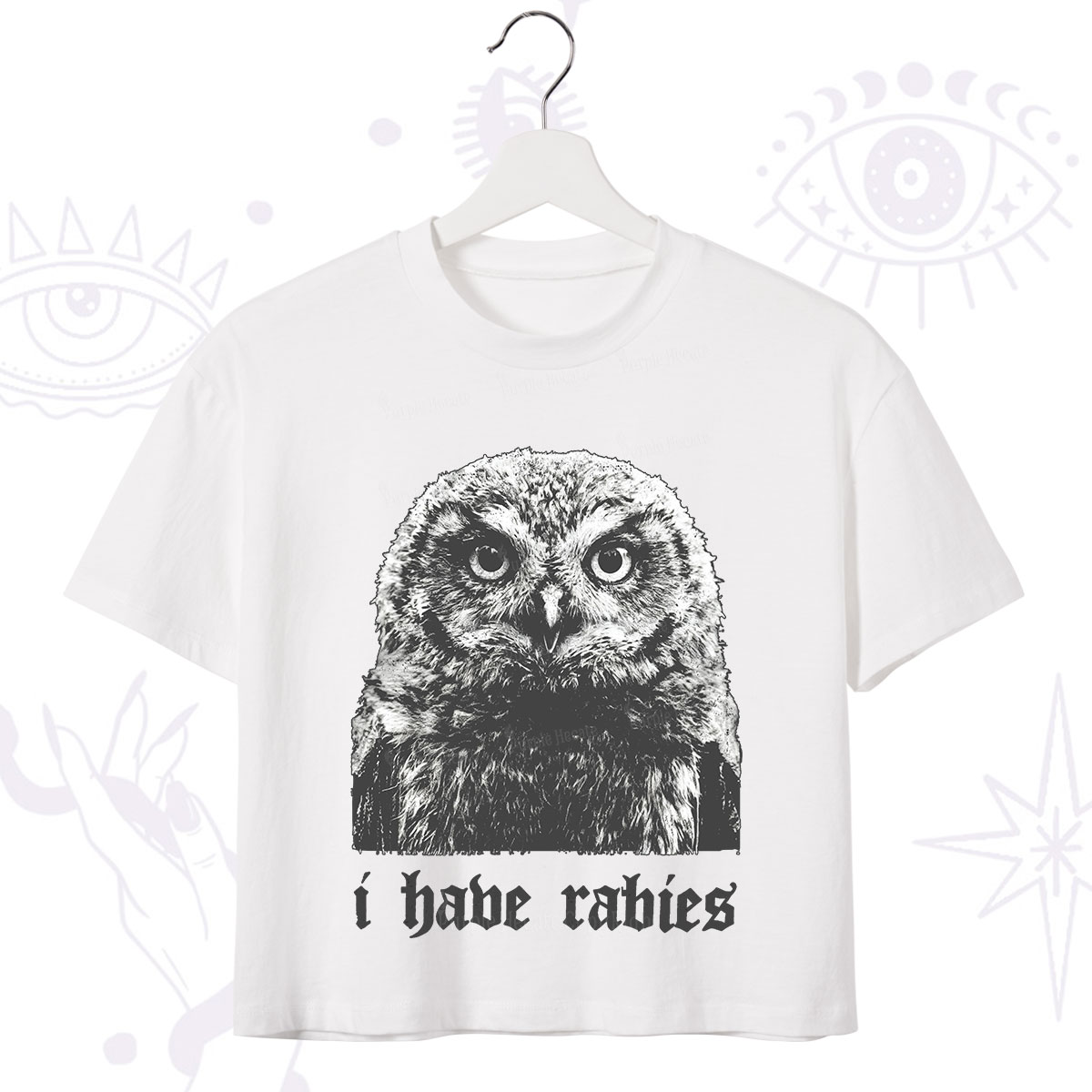 Purplehecate I Have Rabies Owl Crop T-Shirt