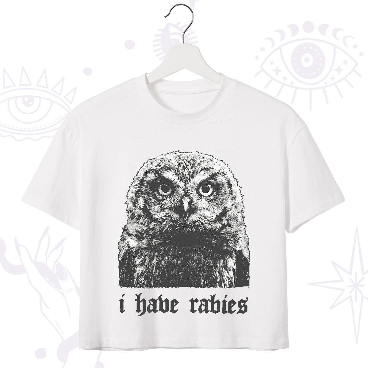 Purplehecate I Have Rabies Owl Crop T-Shirt