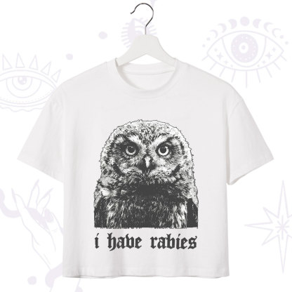 Purplehecate I Have Rabies Owl Crop T-Shirt