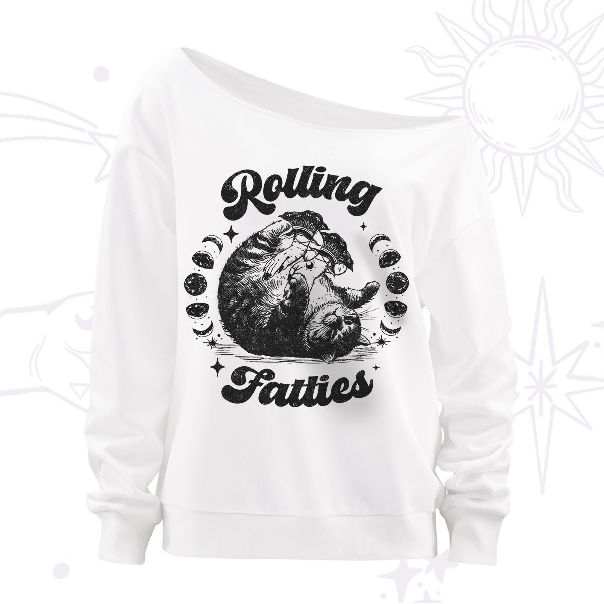 Purplehecate Funny Rolling Fatties Off The Shoulder Sweatshirt