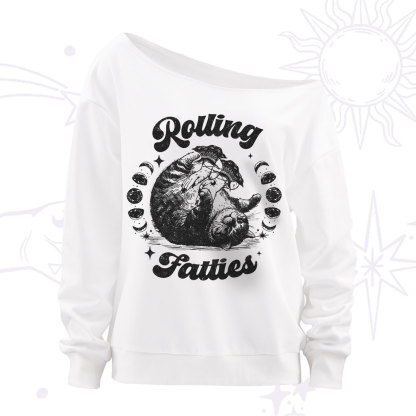 Purplehecate Funny Rolling Fatties Off The Shoulder Sweatshirt