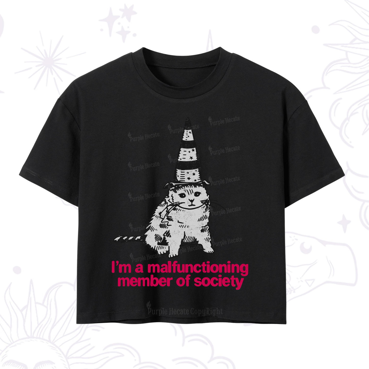 Purplehecate Social Anxiety Cat Crop T-Shirt
