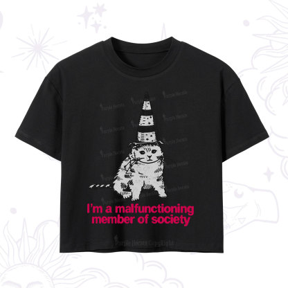 Purplehecate Social Anxiety Cat Crop T-Shirt
