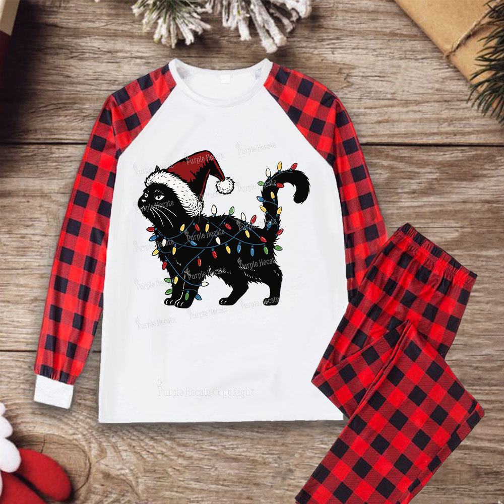 Purplehecate Cute Cat Christmas Pajamas