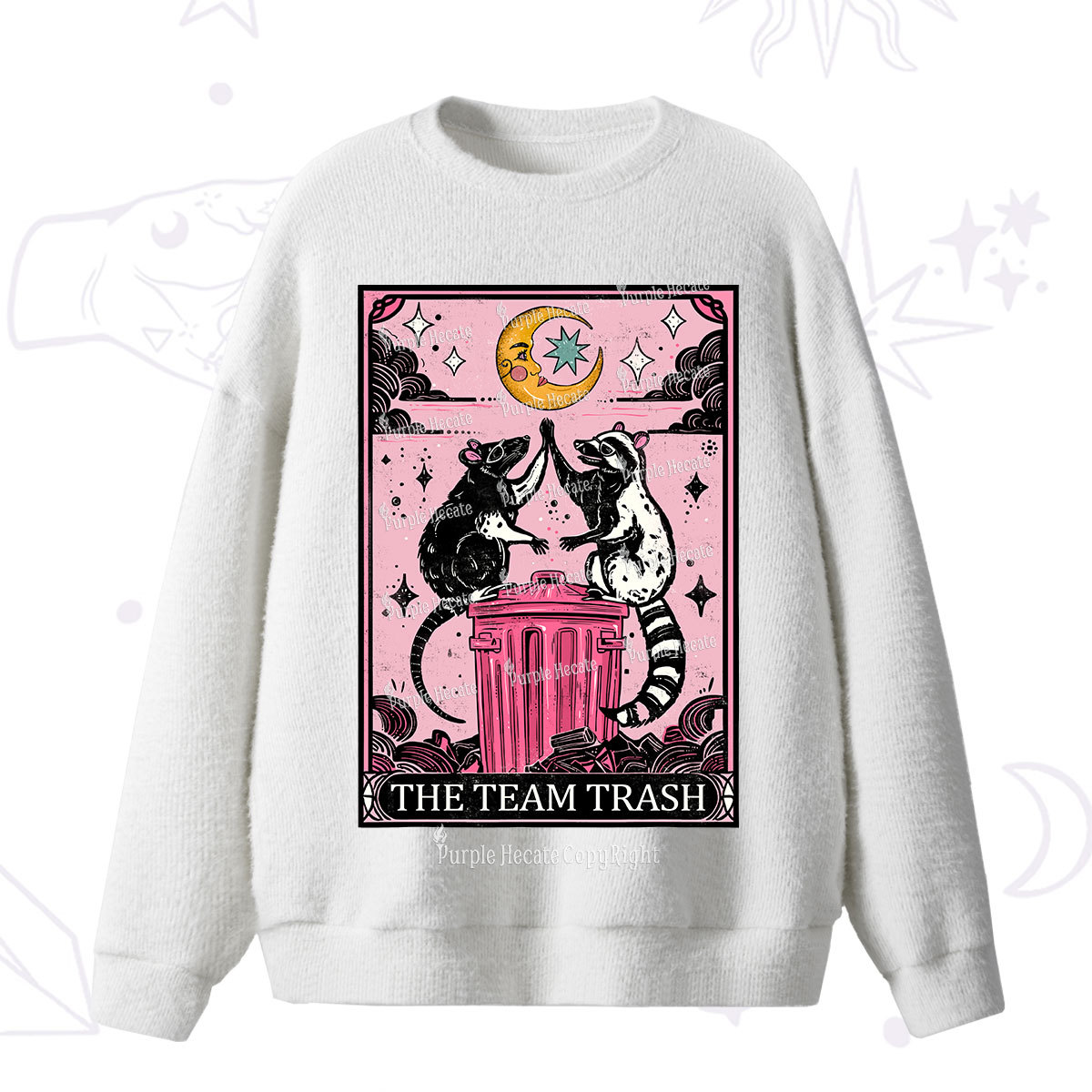 Purplehecate The Team Trash Opossum Tarot Fuzzy Ugly Sweater