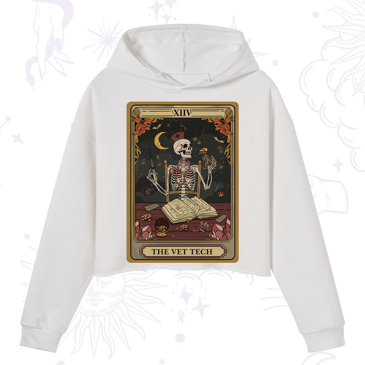 Purplehecate The Vet Tech Skeleton Tarot Crop Hoodie