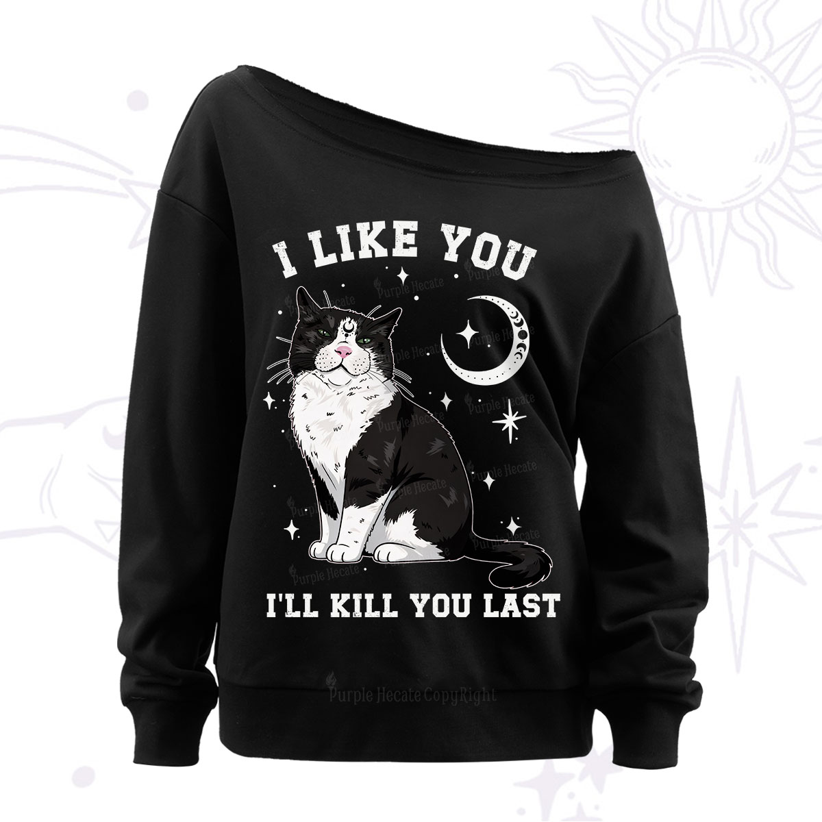 Purplehecate I Like You I'll Kill You Last Off The Shoulder Sweatshirt