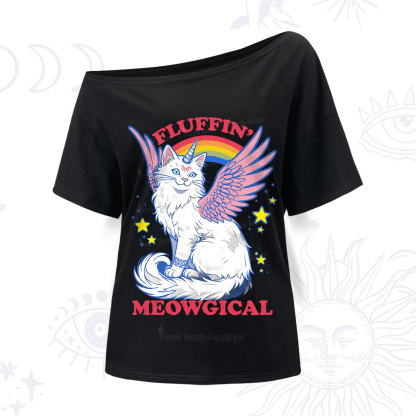 Purplehecate Fluffin Meowgical One Shoulder T-Shirt